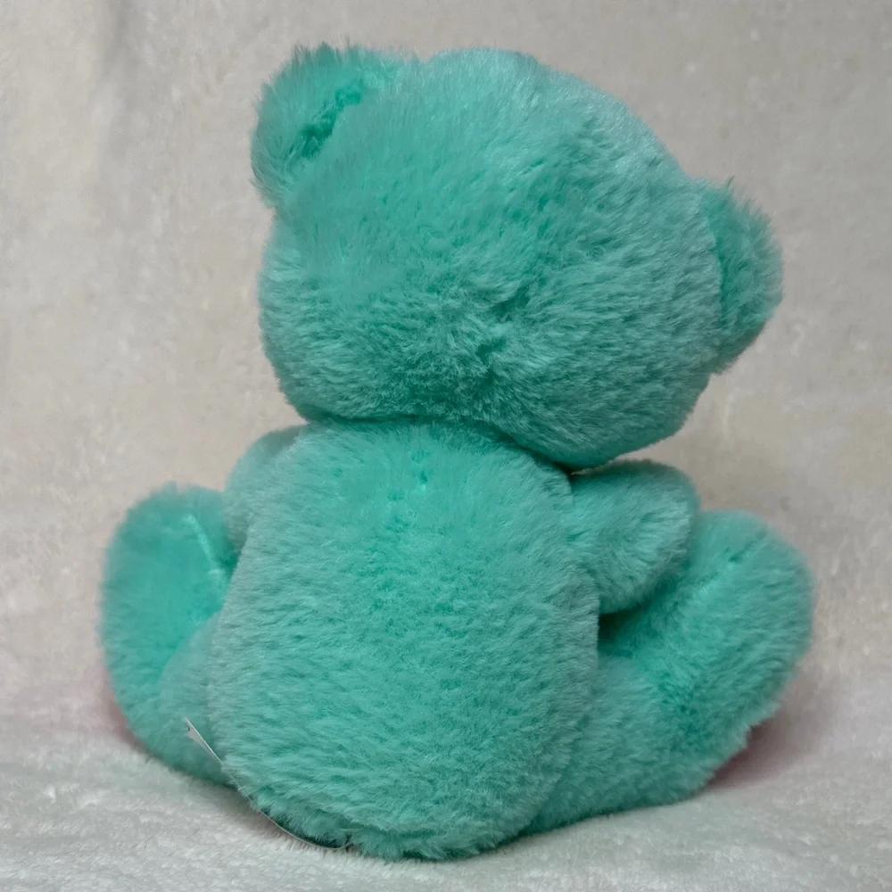 Mom I Love You Ribbon Bow Tie Plush Teal & Pink Teddy Bear Bow Ribbon NWOT